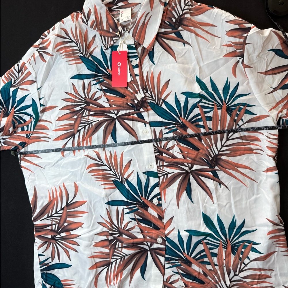 PatPat White and Brown Leaf Print Shirt